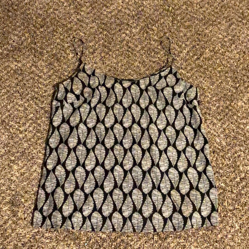 Black & White Feather Tank Top Blouse